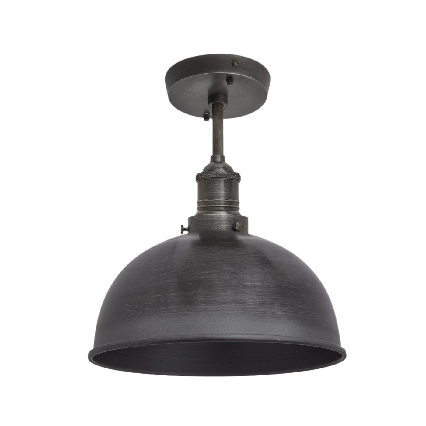 Pewter with Pewter Holder Brooklyn Dome Flush Mount - 8 Inch - Industville BR-DFM8-P-PH