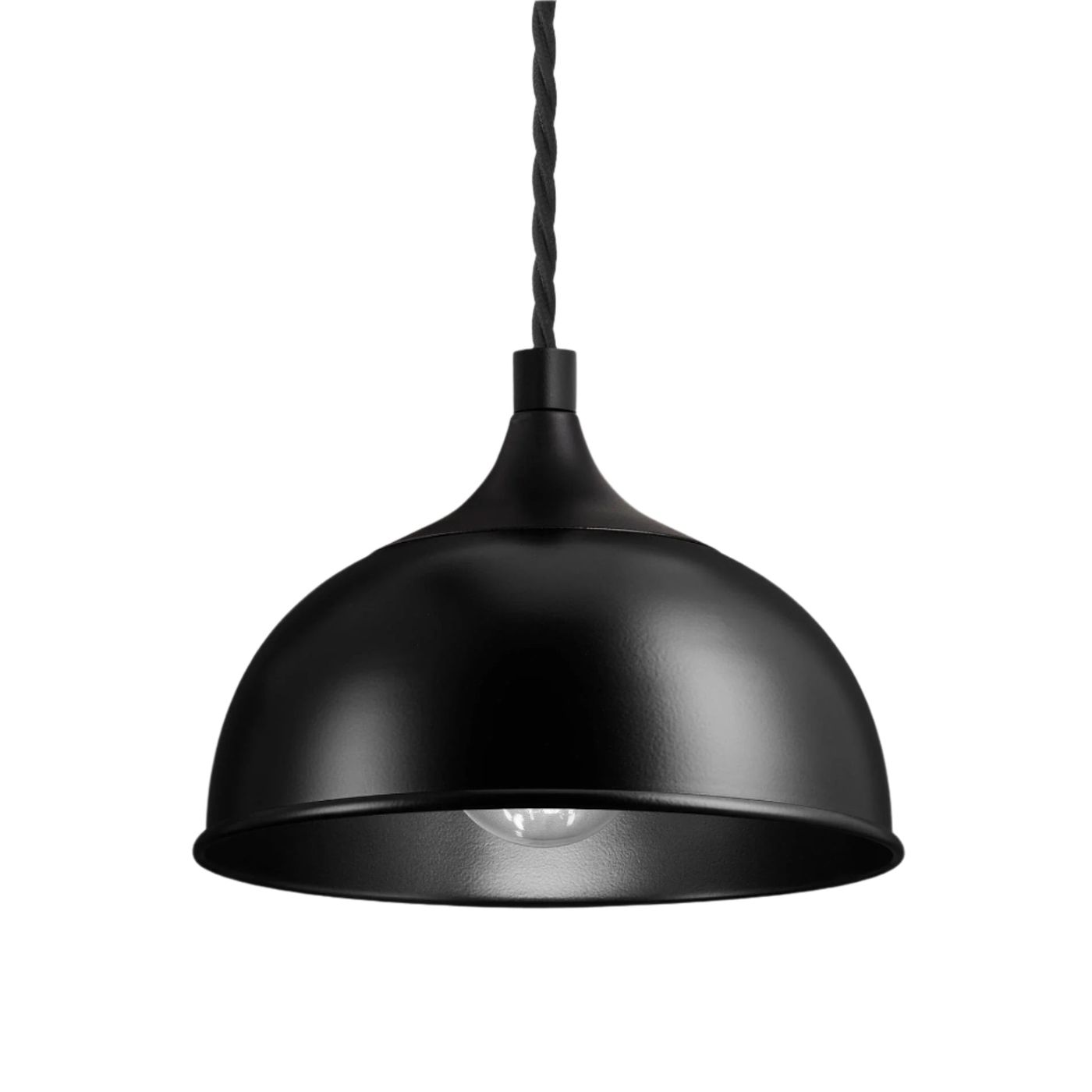 Black with Black Holder Chelsea Dome Pendant - 8 Inch - CH-DP8-BK-BKH