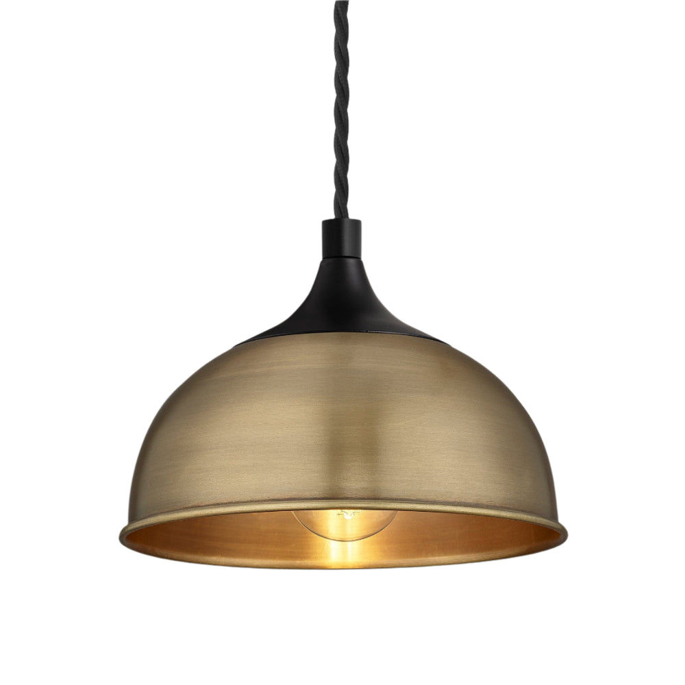 Brass with Black Holder Chelsea Dome Pendant - 8 Inch - CH-DP8-B-BKH