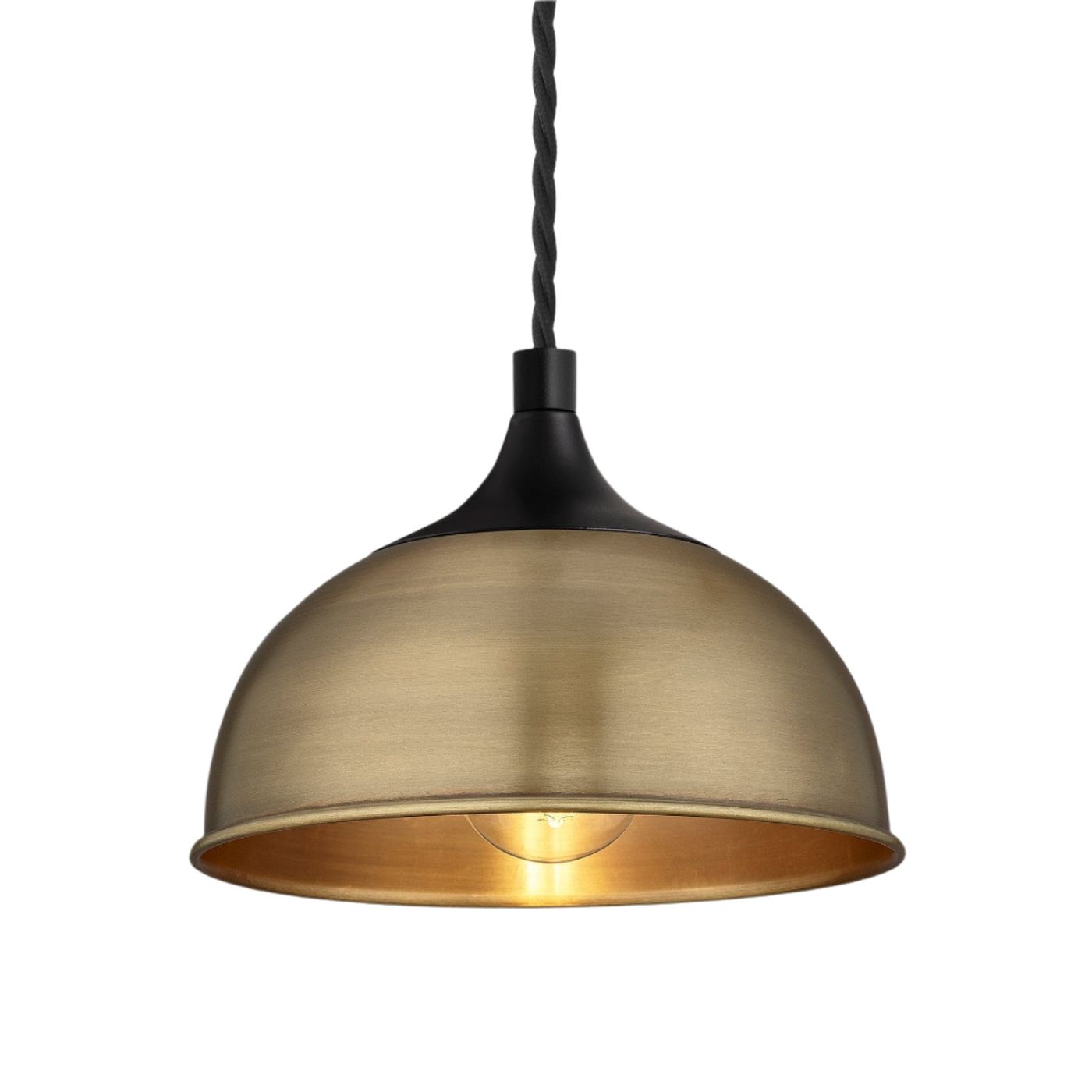 Brass with Black Holder Chelsea Dome Pendant - 8 Inch - CH-DP8-B-BKH