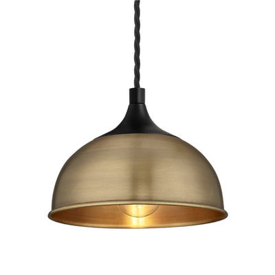 Brass with Black Holder Chelsea Dome Pendant - 8 Inch - CH-DP8-B-BKH