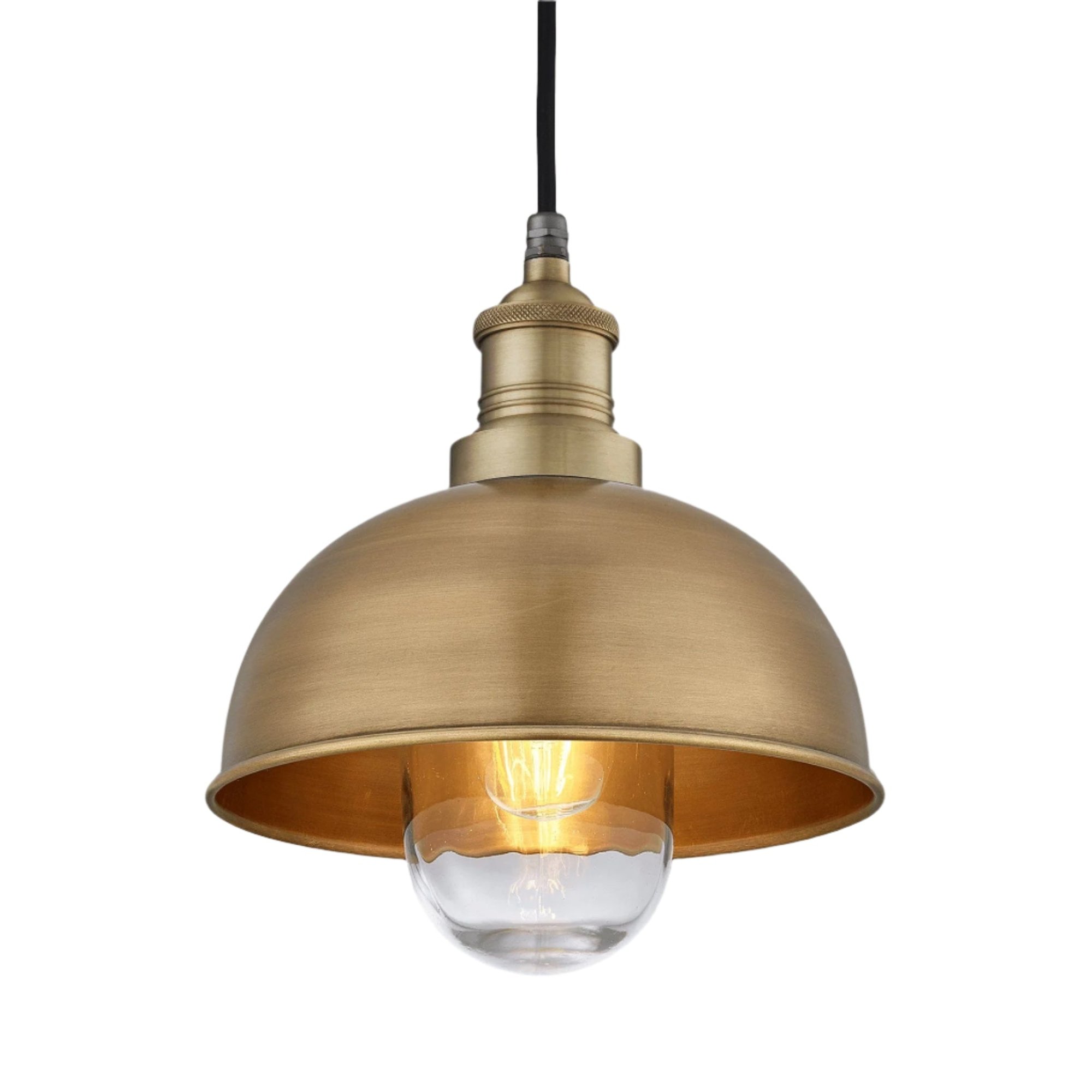 Brass with Brass Holder Brooklyn Outdoor & Bathroom Dome Pendant - 8 Inch - BR-IP65-DP8-B-BH