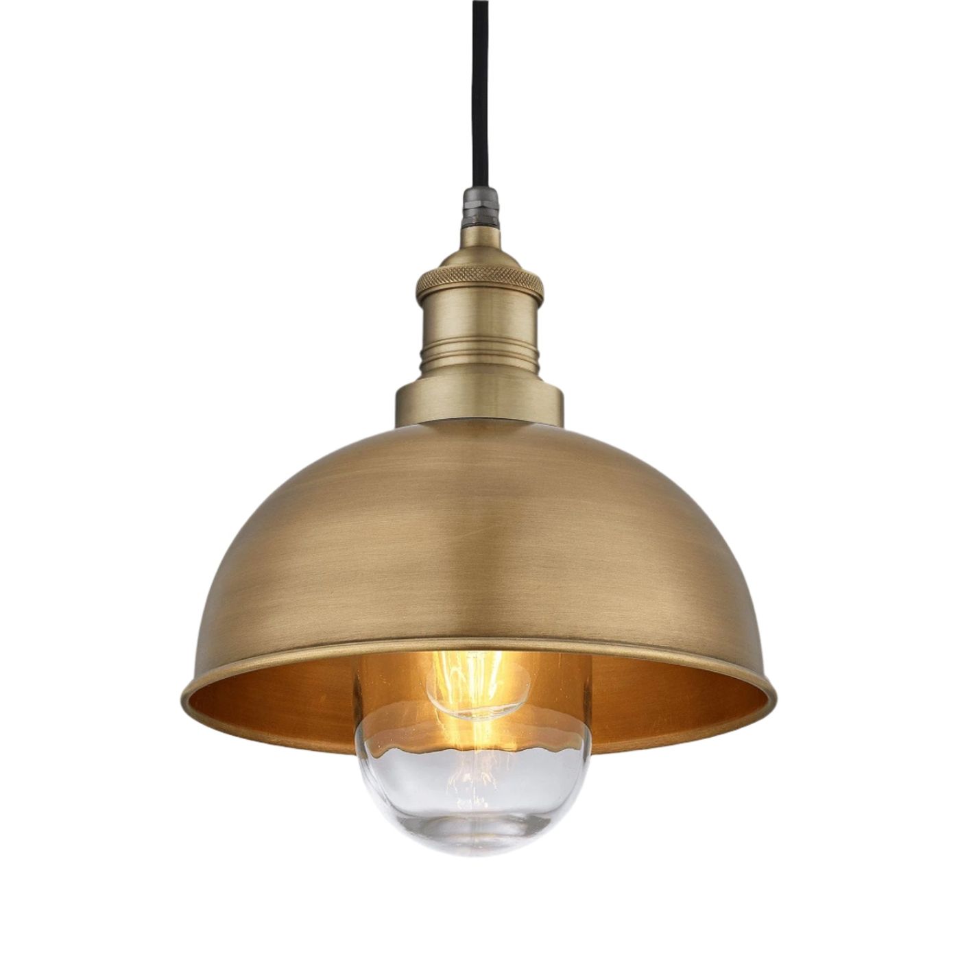 Brass with Brass Holder Brooklyn Outdoor & Bathroom Dome Pendant - 8 Inch - BR-IP65-DP8-B-BH