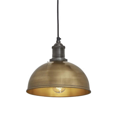 Brass with Pewter Holder Brooklyn Dome Pendant - 8 Inch - Industville BR-DP8-B-PH