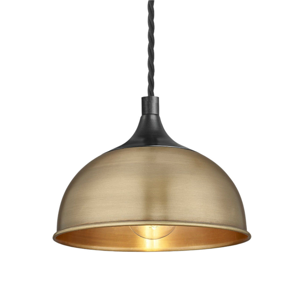 Brass with Pewter Holder Chelsea Dome Pendant - 8 Inch - CH-DP8-B-PH