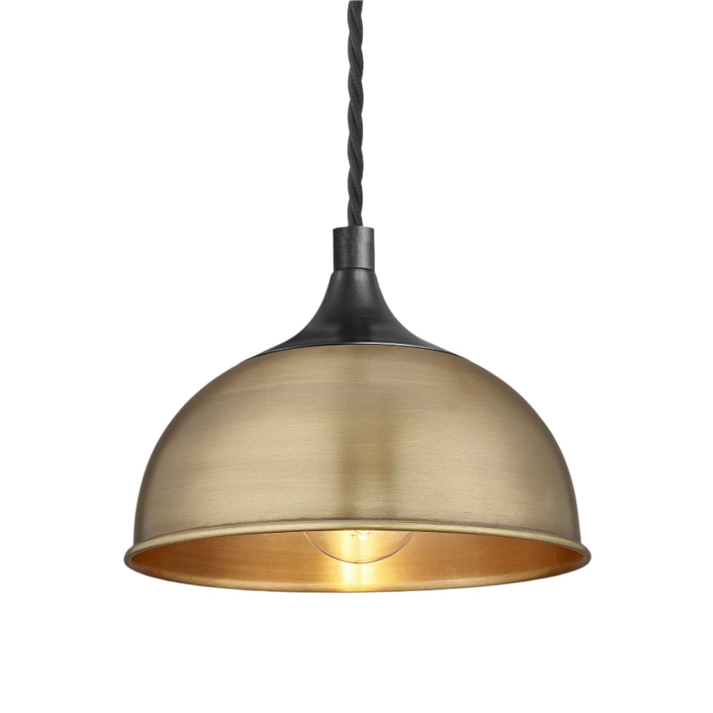 Brass with Pewter Holder Chelsea Dome Pendant - 8 Inch - CH-DP8-B-PH