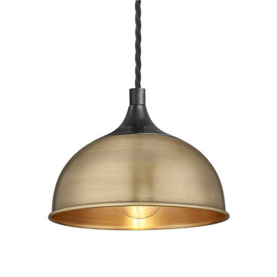 Brass with Pewter Holder Chelsea Dome Pendant - 8 Inch - CH-DP8-B-PH