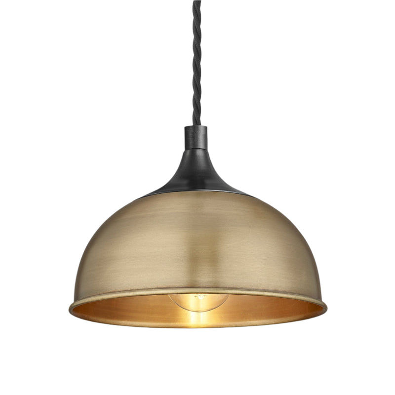 Brass with Pewter Holder Chelsea Dome Pendant - 8 Inch - CH-DP8-B-PH
