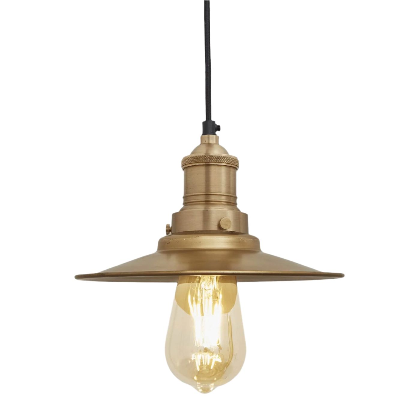 Brass with Brass Holder Brooklyn Flat Pendant - 8 Inch - Industville BR-FP8-B-BH