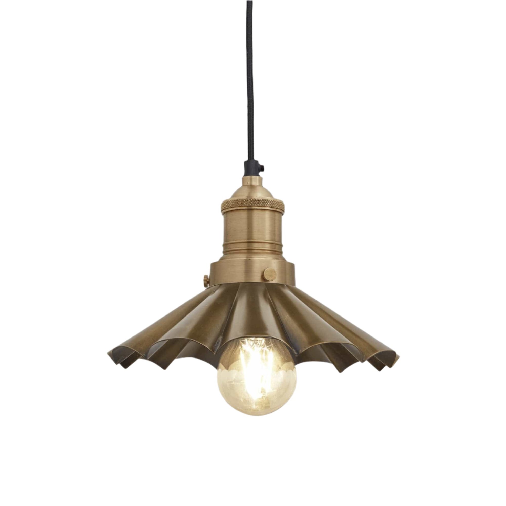 Brass with Brass Holder Brooklyn Umbrella Pendant - 8 Inch - BR-UP8-B-BH