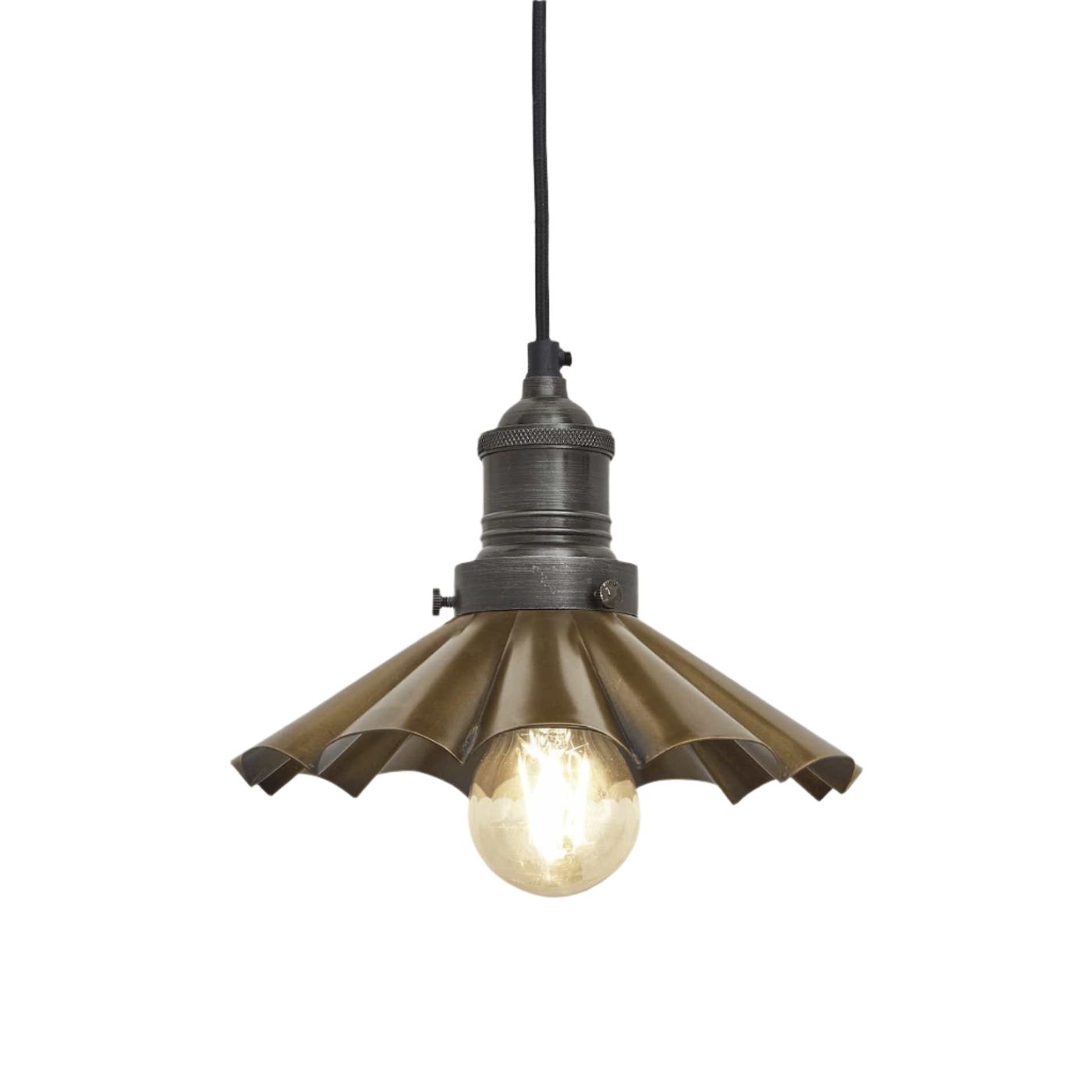 Brass with Pewter Holder Brooklyn Umbrella Pendant - 8 Inch - BR-UP8-B-PH