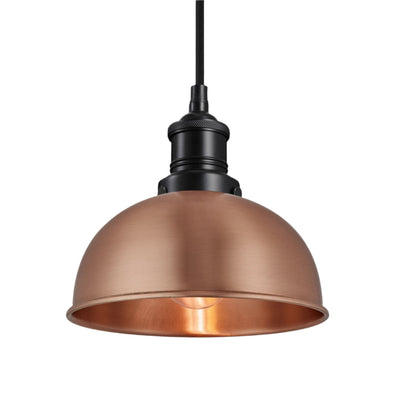 Copper with Black Holder Brooklyn Dome Pendant - 8 Inch - Industville BR-DP8-C-BKH