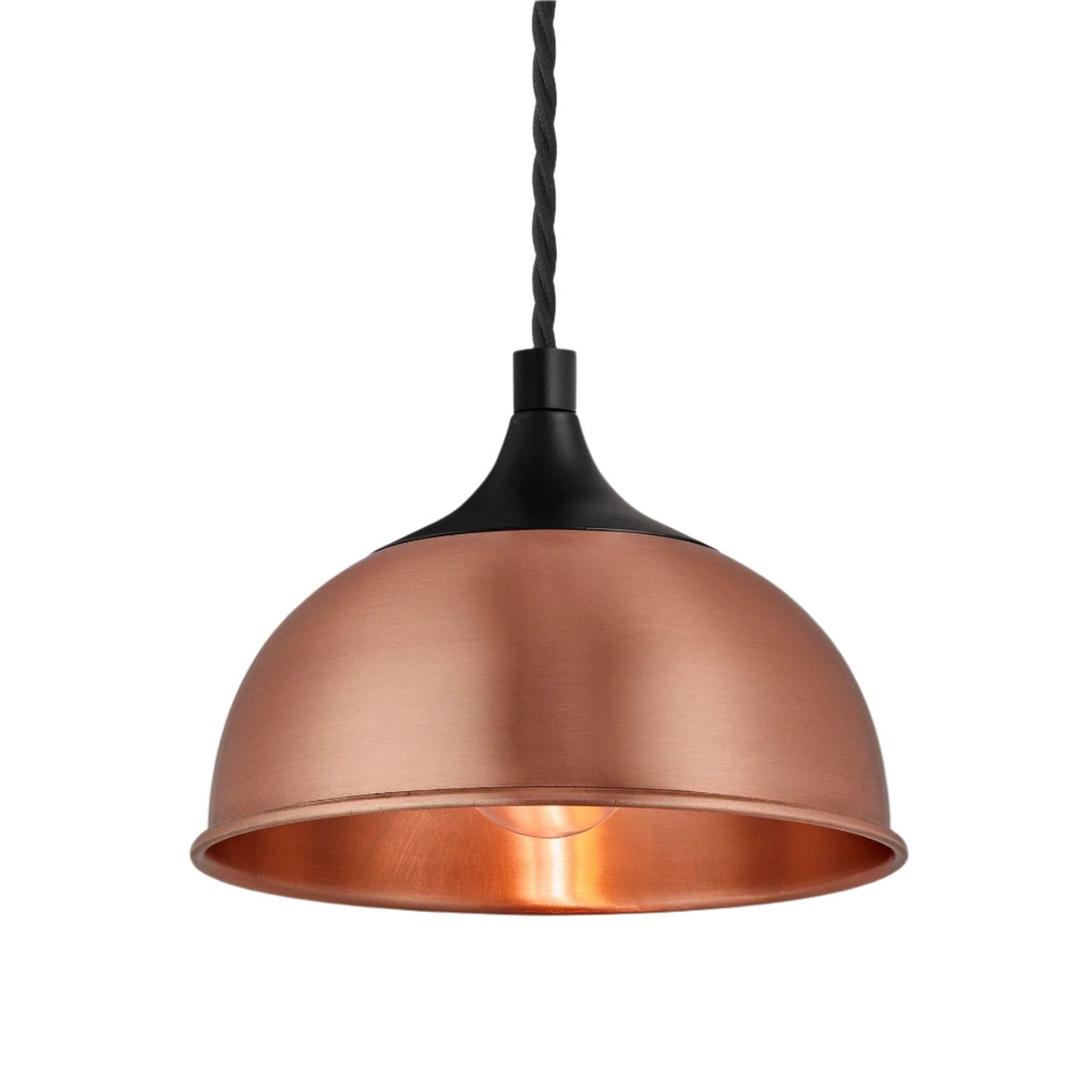 Copper with Black Holder Chelsea Dome Pendant - 8 Inch - CH-DP8-C-BKH