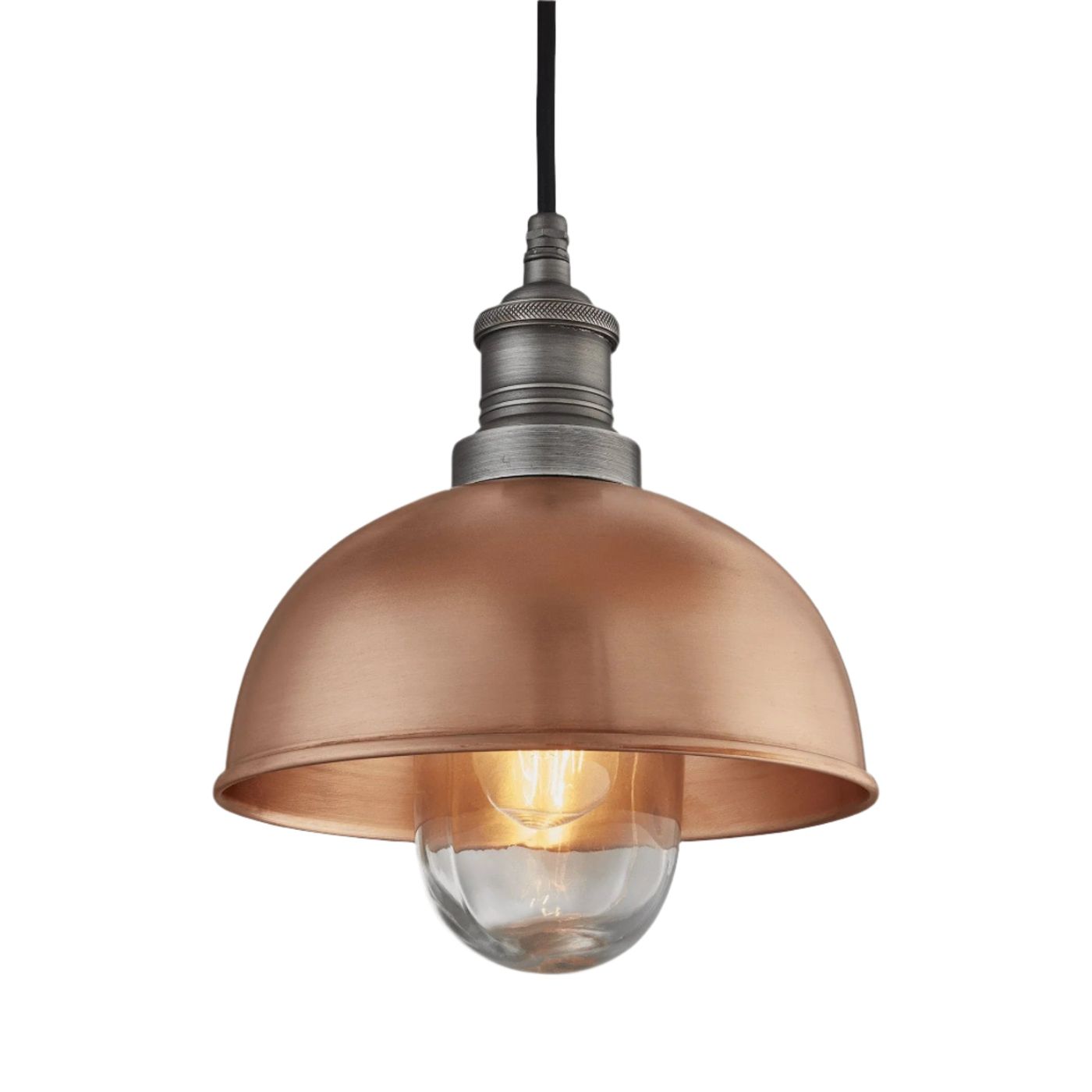 Copper with Pewter Holder Brooklyn Outdoor & Bathroom Dome Pendant - 8 Inch - BR-IP65-DP8-C-PH