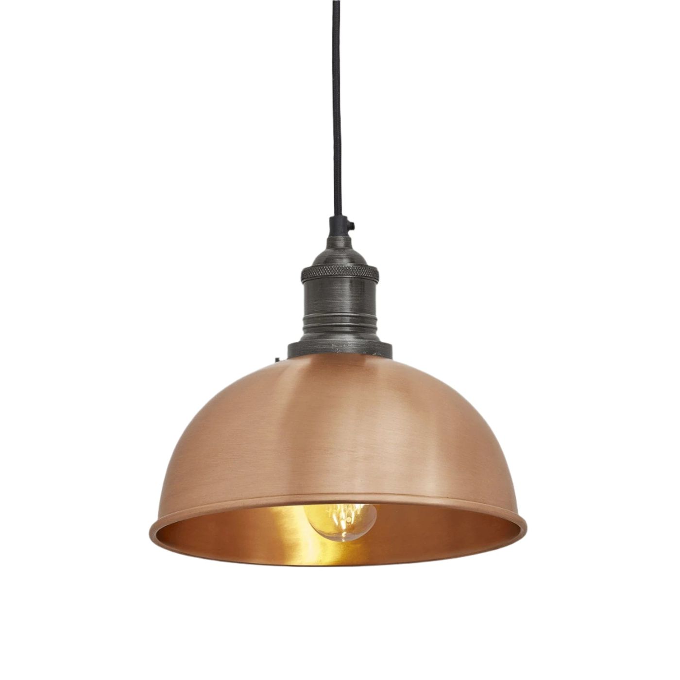Copper with Pewter Holder Brooklyn Dome Pendant - 8 Inch - Industville BR-DP8-C-PH