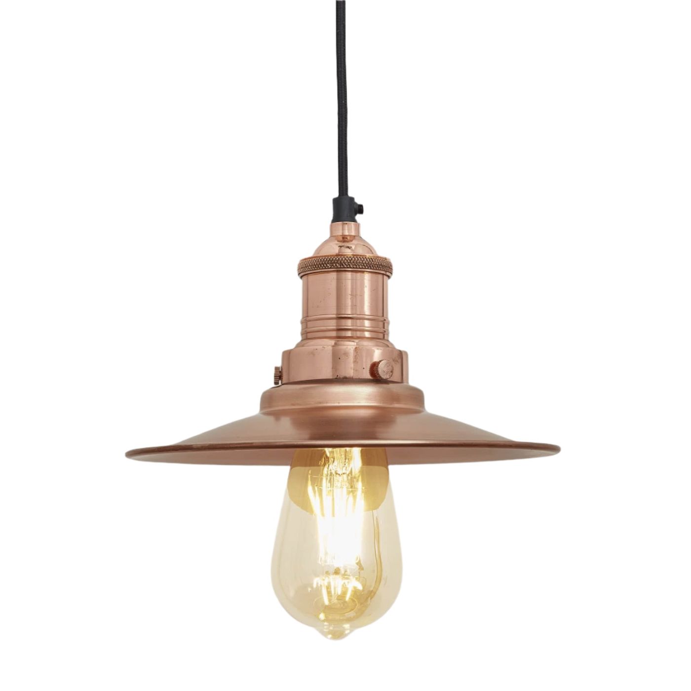 Copper with Copper Holder Brooklyn Flat Pendant - 8 Inch - Industville BR-FP8-C-CH