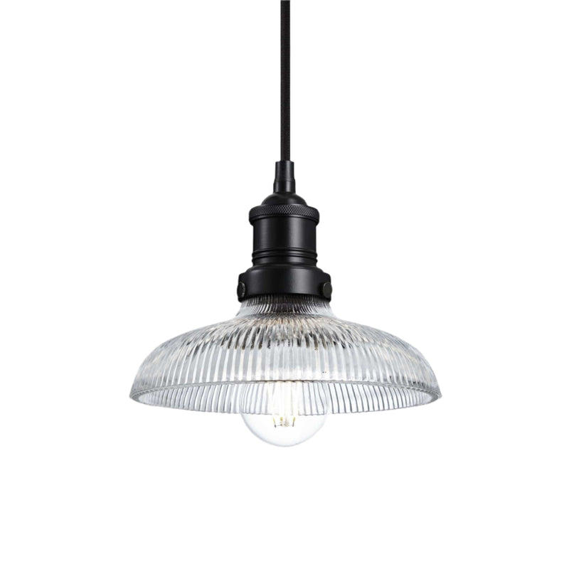 Brooklyn Glass Dome Pendant in 8 Inch in Black, Product Code BR-GLDP8-BKH