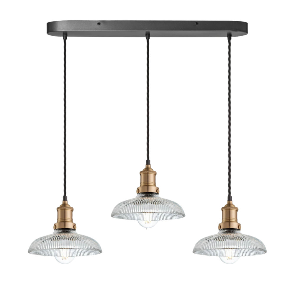 Brooklyn Glass Dome 3 Wire Cluster Lights - 8 inch Industville BR-GLD8-3WOCL-BH