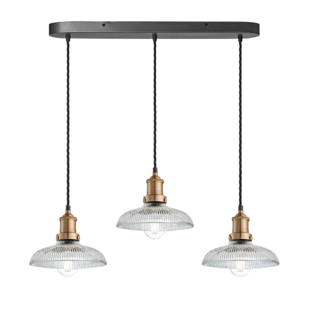 Brooklyn Glass Dome 3 Wire Cluster Lights - 8 inch Industville BR-GLD8-3WOCL-BH