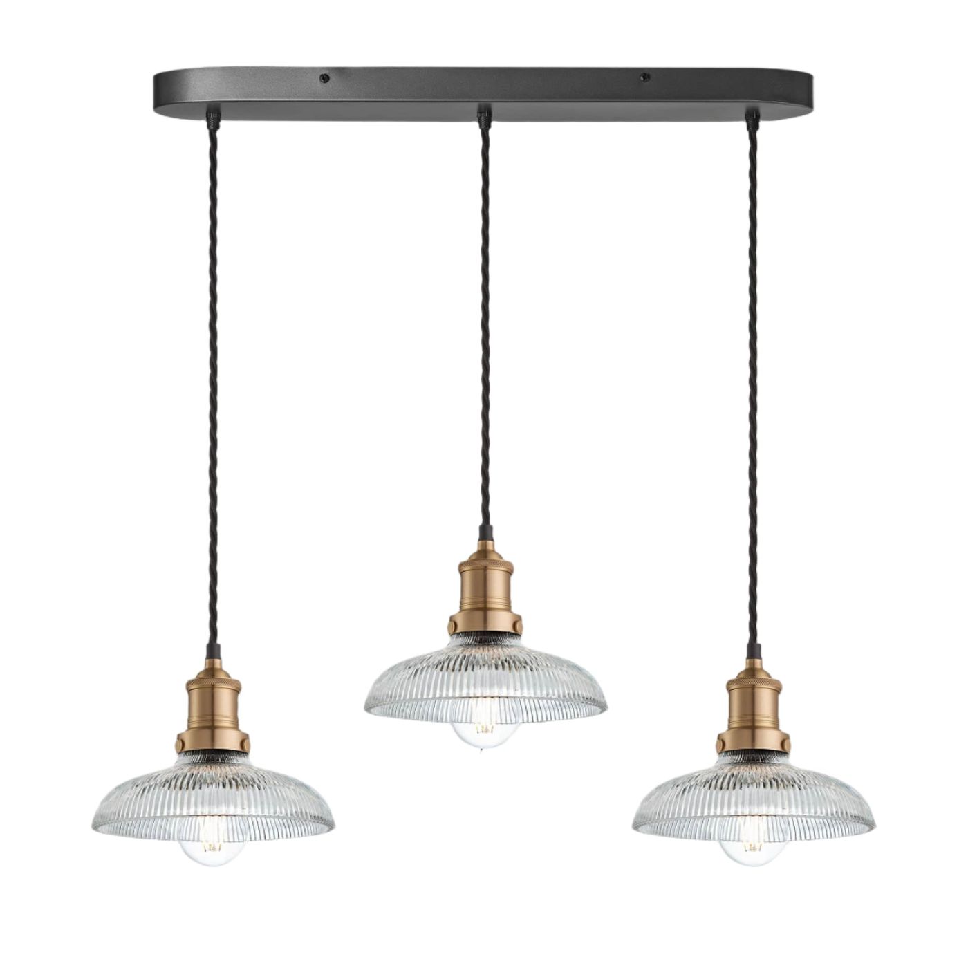 Brooklyn Glass Dome 3 Wire Cluster Lights - 8 inch Industville BR-GLD8-3WOCL-BH