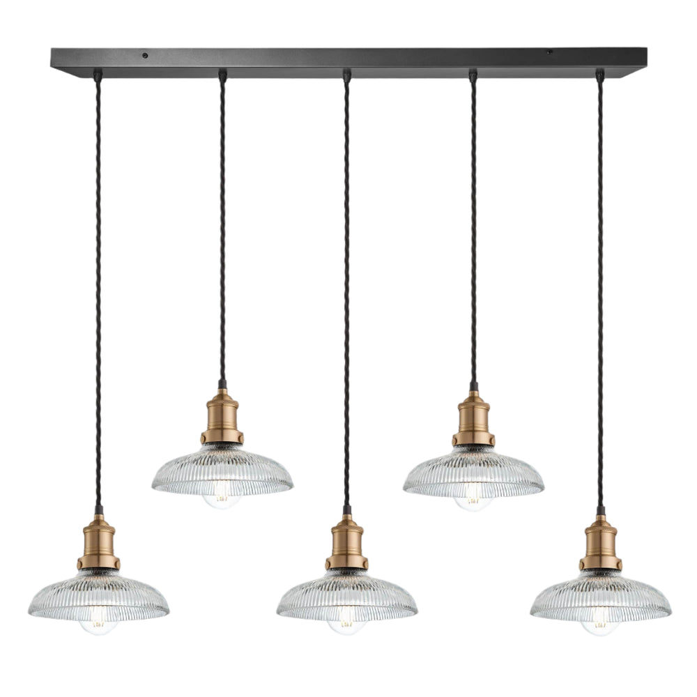 Brooklyn Glass Dome 5 Wire Cluster Lights - 8 inch Industville BR-GLD8-5WCL-BH