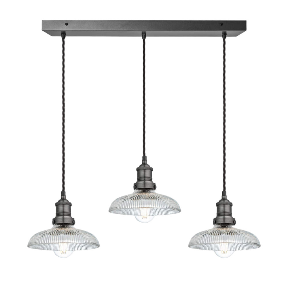 Brooklyn Glass Dome 3 Wire Cluster Lights - 8 inch Industville BR-GLD8-3WCL-PH