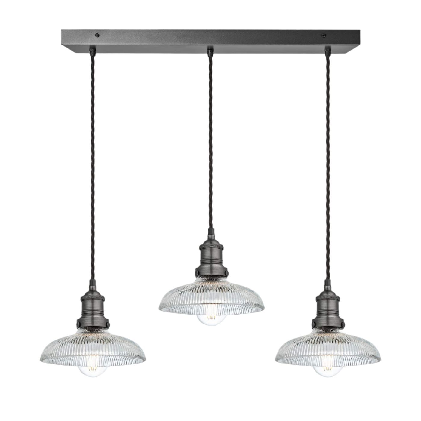 Brooklyn Glass Dome 3 Wire Cluster Lights - 8 inch Industville BR-GLD8-3WCL-PH