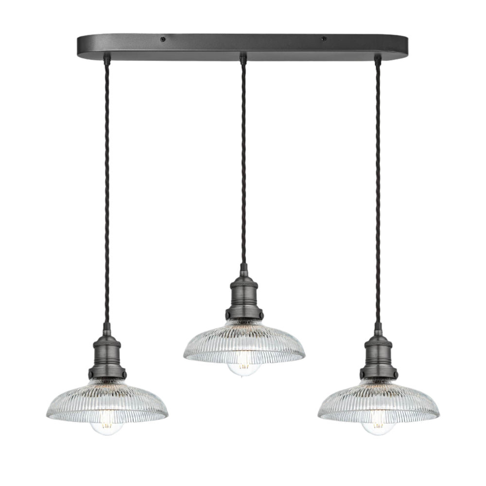 Brooklyn Glass Dome 3 Wire Cluster Lights - 8 inch Industville BR-GLD8-3WOCL-PH