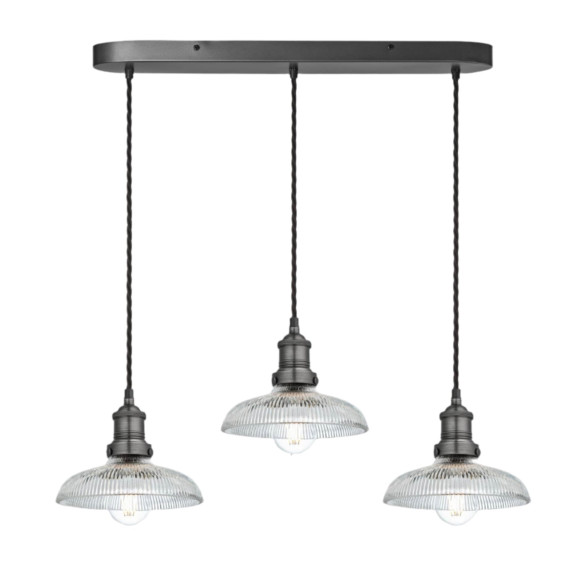 Brooklyn Glass Dome 3 Wire Cluster Lights - 8 inch Industville BR-GLD8-3WOCL-PH