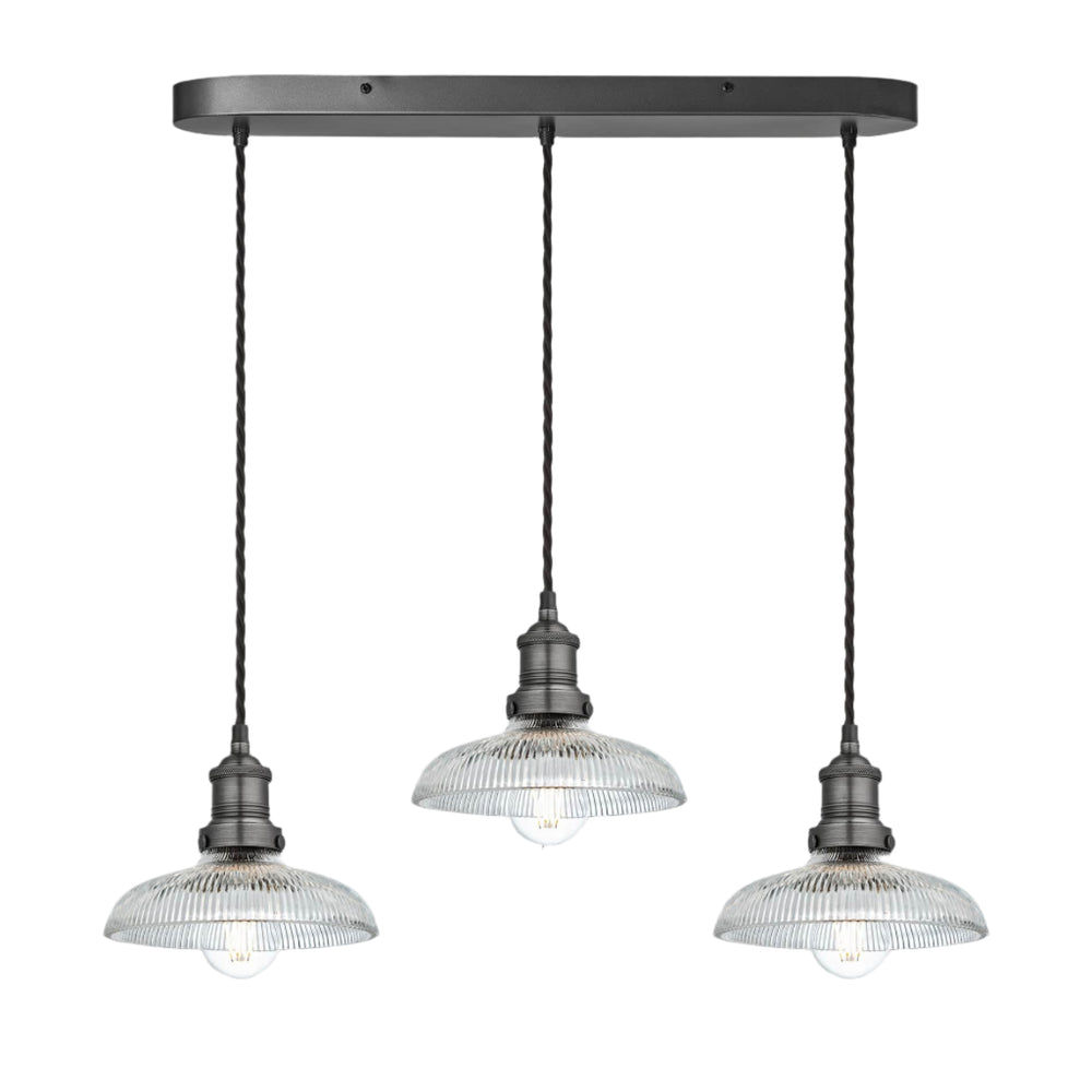 Brooklyn Glass Dome 3 Wire Cluster Lights - 8 inch Industville BR-GLD8-3WOCL-PH