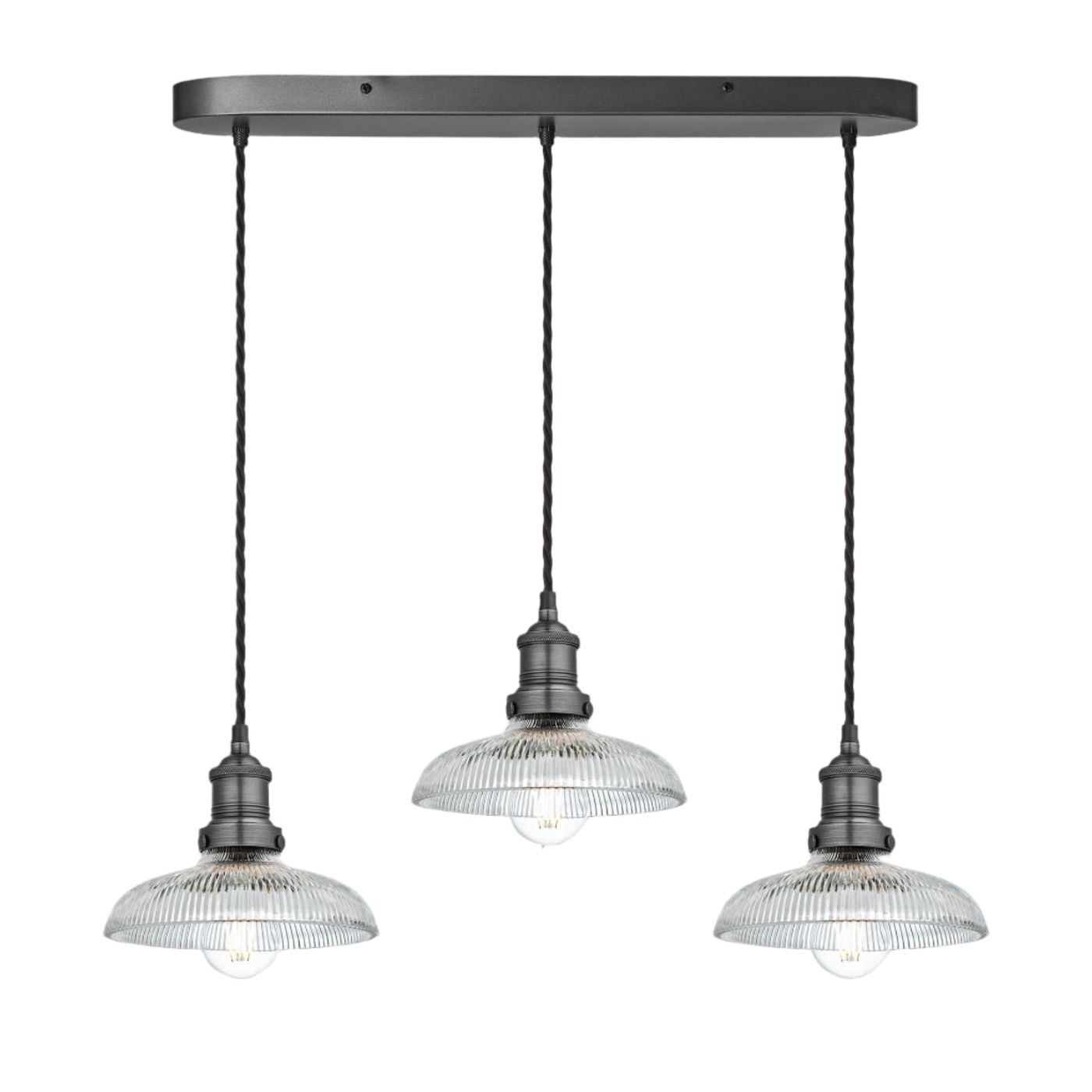 Brooklyn Glass Dome 3 Wire Cluster Lights - 8 inch Industville BR-GLD8-3WOCL-PH