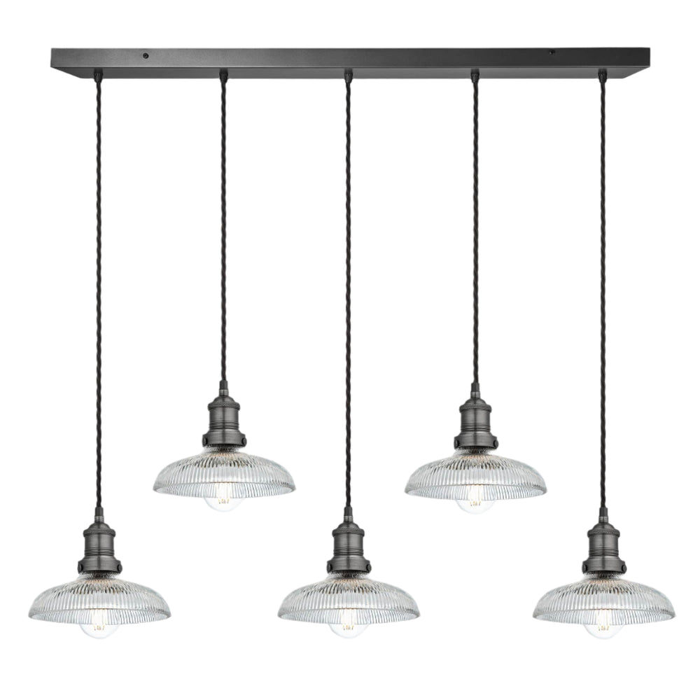 Brooklyn Glass Dome 5 Wire Cluster Lights - 8 inch Industville BR-GLD8-5WCL-PH