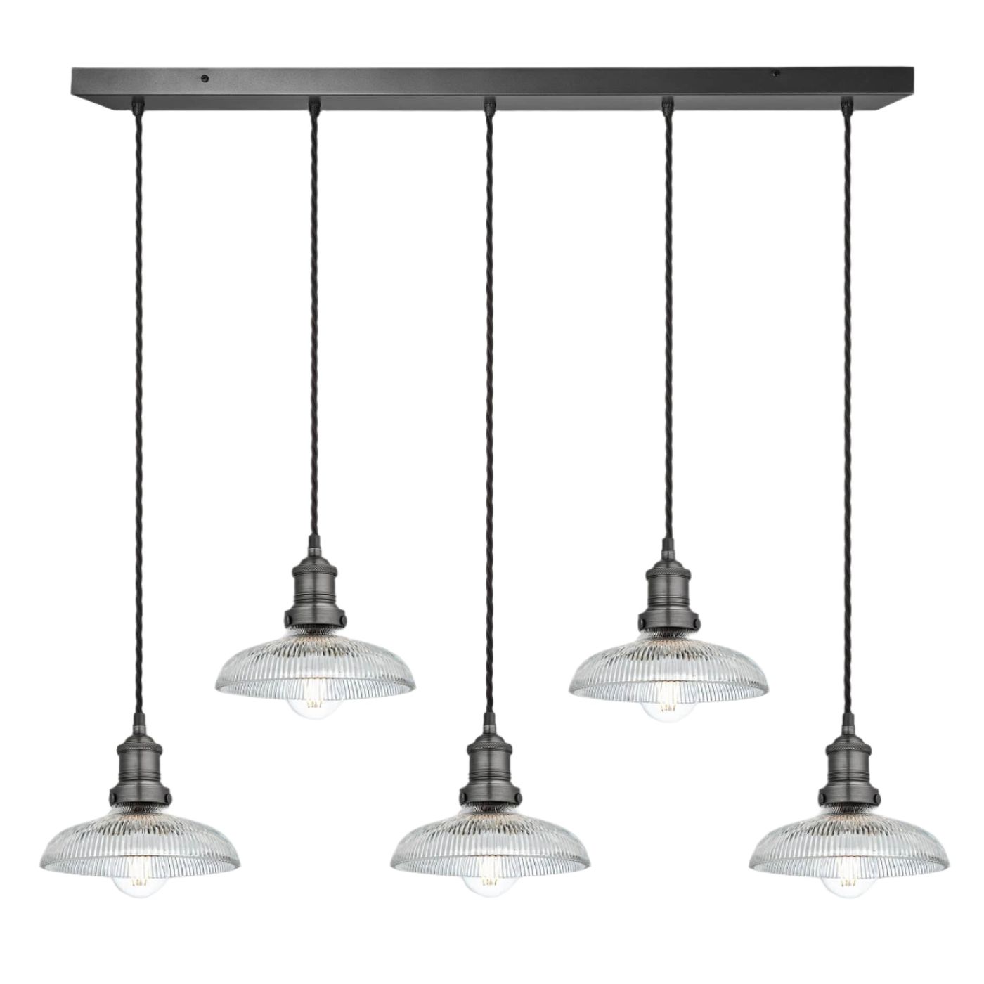 Brooklyn Glass Dome 5 Wire Cluster Lights - 8 inch Industville BR-GLD8-5WCL-PH