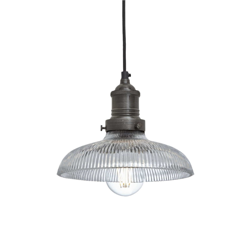 Brooklyn Glass Dome Pendant in 8 Inch in Pewter, Product Code BR-GLDP8-PH