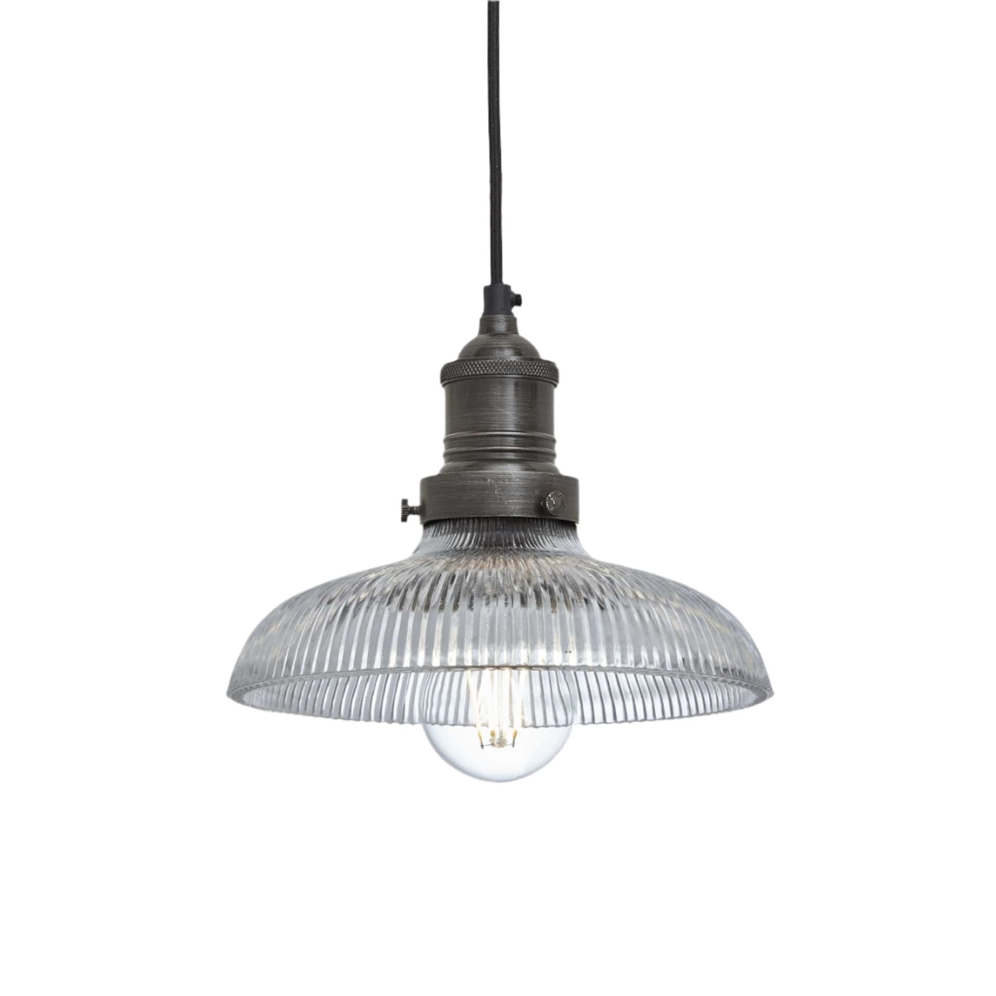 Brooklyn Glass Dome Pendant in 8 Inch in Pewter, Product Code BR-GLDP8-PH