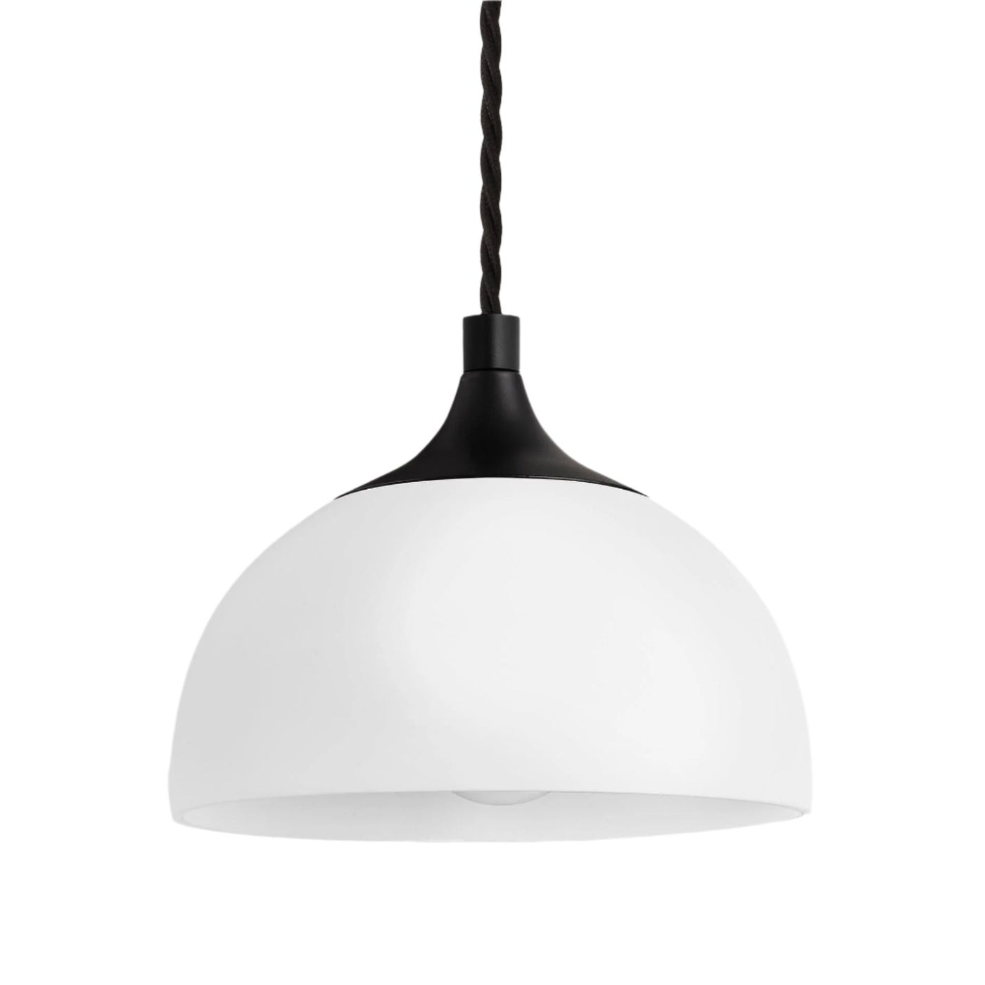 Chelsea Opal Glass Dome Pendant Light in 8 Inch with Black Holder Industville, Product Code CH-OGL-DP8-W-BKH