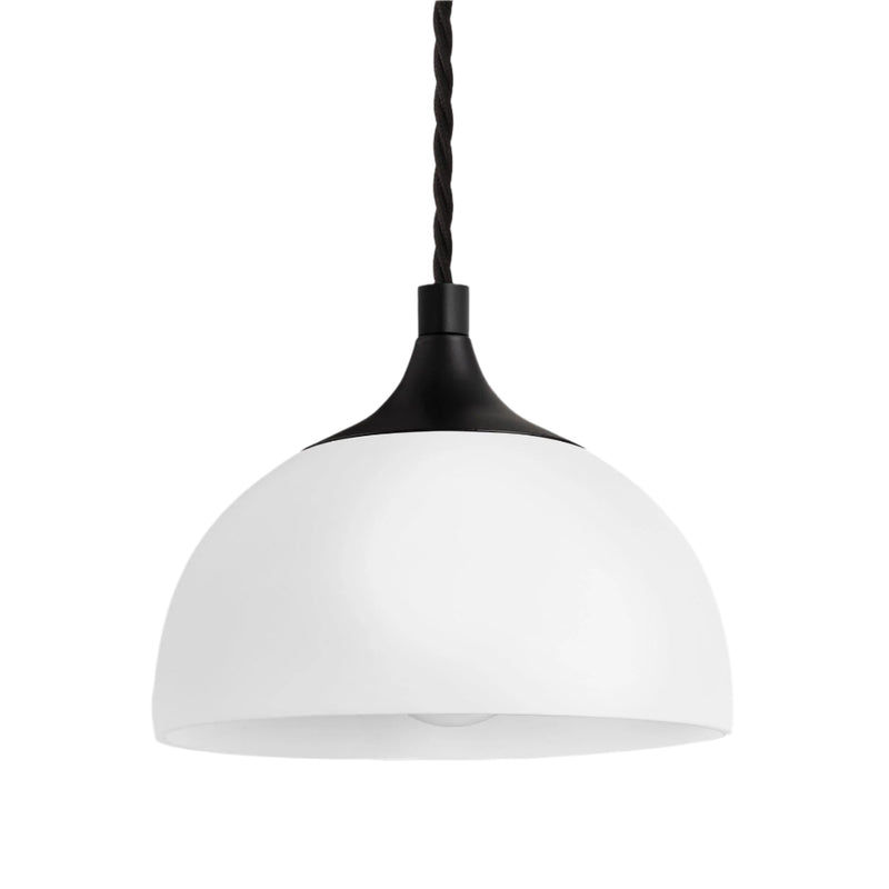 Chelsea Opal Glass Dome Pendant Light - 8 Inch Industville CH-OGL-DP8-W-BKH