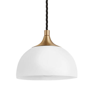 Chelsea Opal Glass Dome Pendant Light in 8 Inch with Brass Holder Industville Product Code CH-OGL-DP8-W-BH
