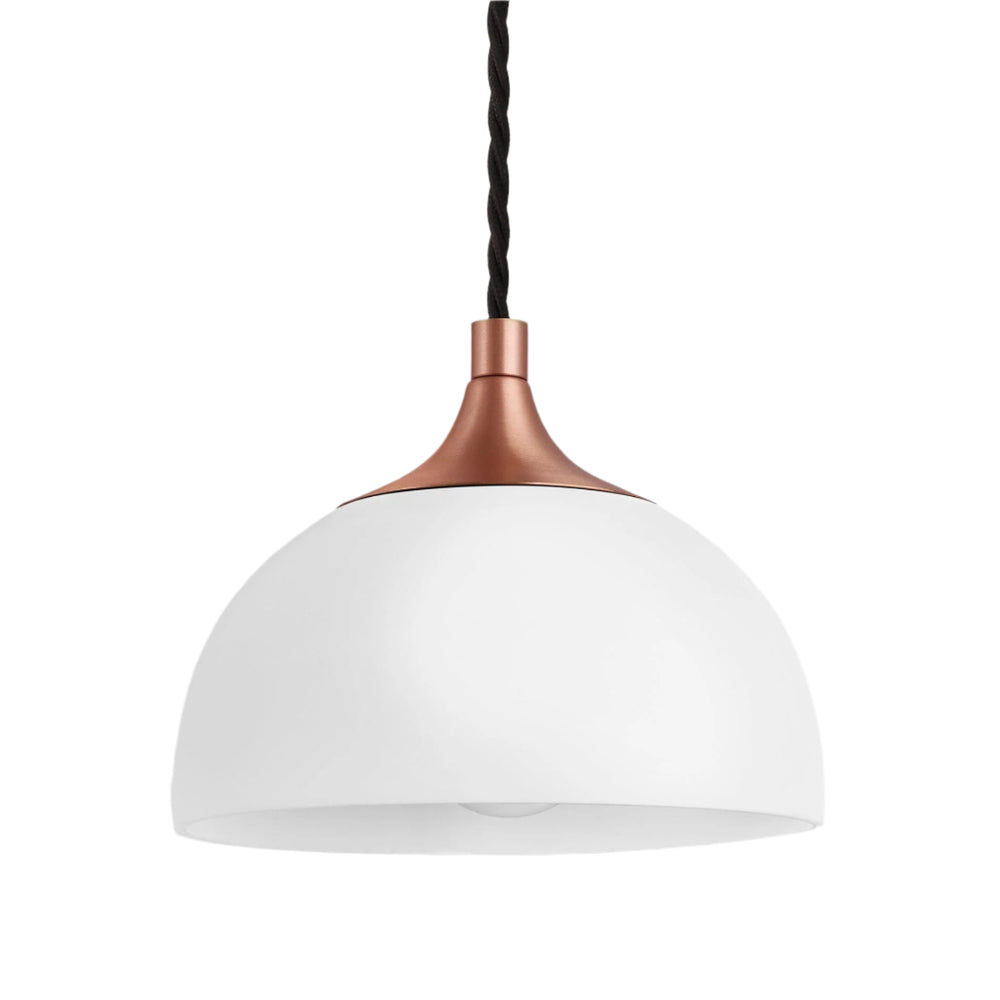 Chelsea Opal Glass Dome Pendant Light in 8 Inch with Copper Holder Industville Product Code CH-OGL-DP8-W-CH
