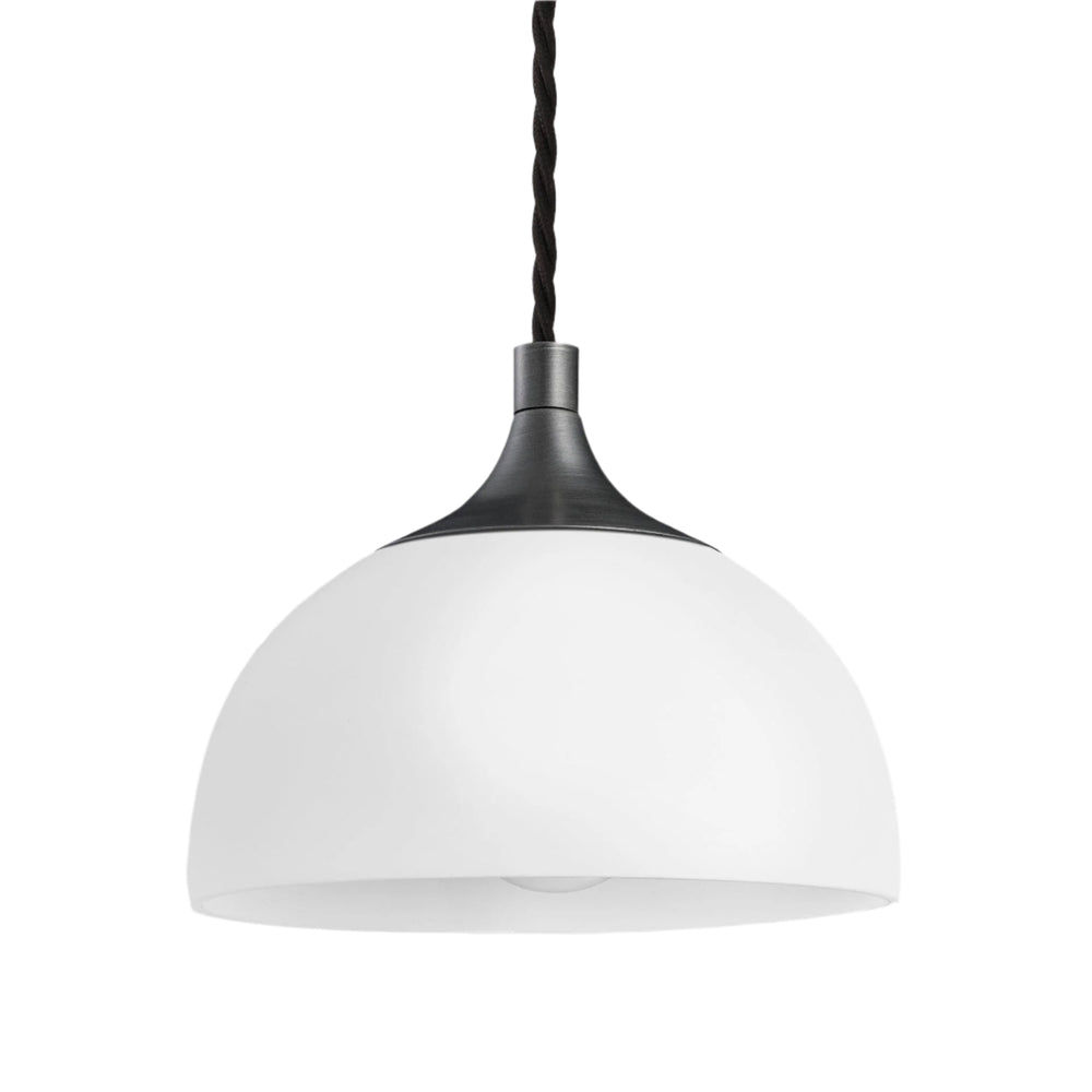 Chelsea Opal Glass Dome Pendant Light in 8 Inch with Pewter Holder Industville Product Code CH-OGL-DP8-W-PH