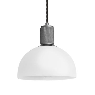 Knurled Opal Glass Dome Pendant Light - 8 Inch Industville KN-OGL-DP8-W-PH