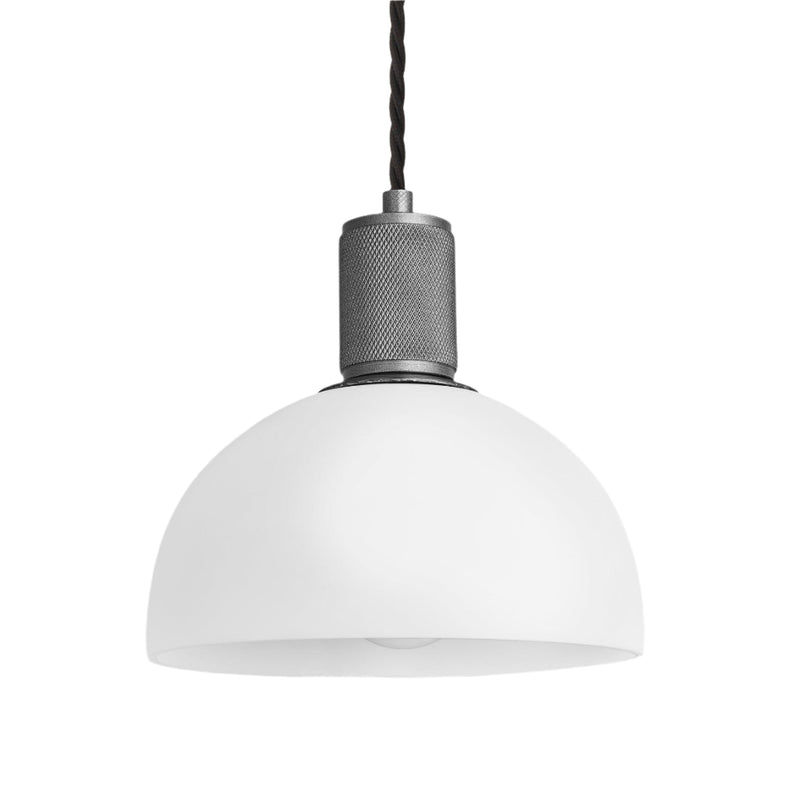 Knurled Opal Glass Dome Pendant Light - 8 Inch Industville KN-OGL-DP8-W-PH