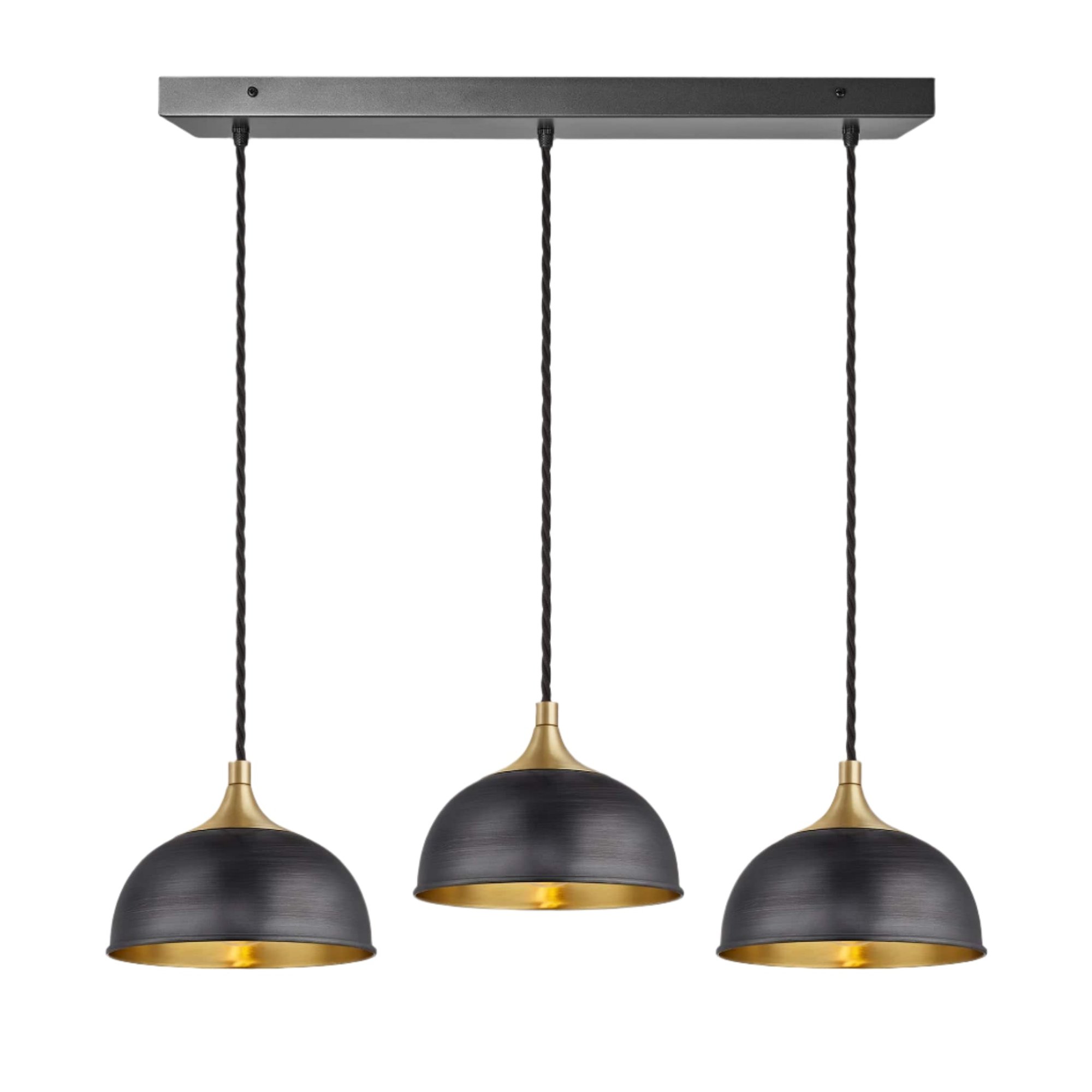 Pewter & Brass with Brass Holder Chelsea Dome 3 Wire Cluster Lights - 8 inch CH-D8-3WCL-BP-BH