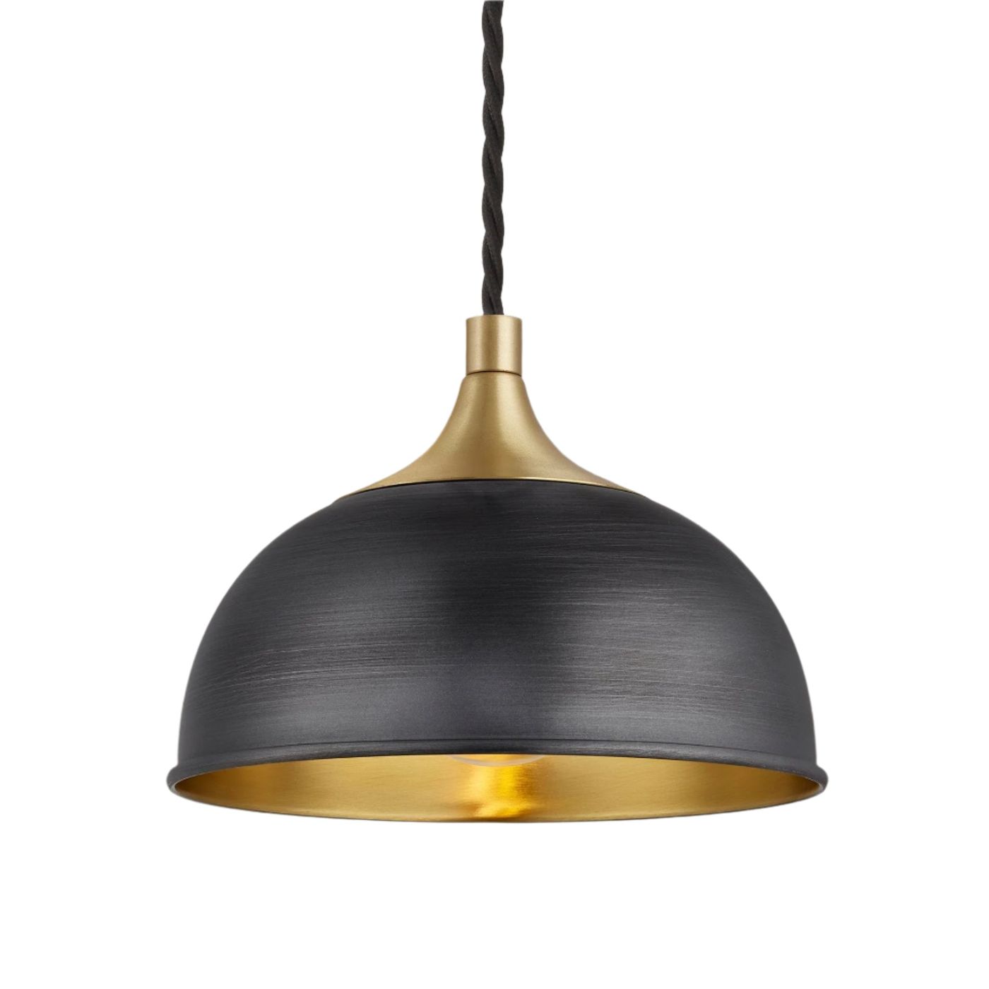Pewter and Brass with Brass Holder Chelsea Dome Pendant - 8 Inch - CH-DP8-BP-BH