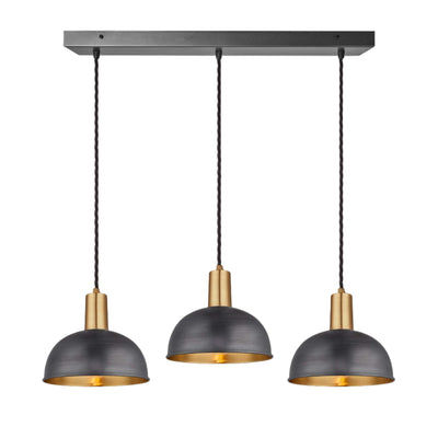 Pewter & Brass Sleek Dome 3 Wire Cluster Lights in 8 inch with Brass Holder Product Code is SL-D8-3WCL-BP-BH