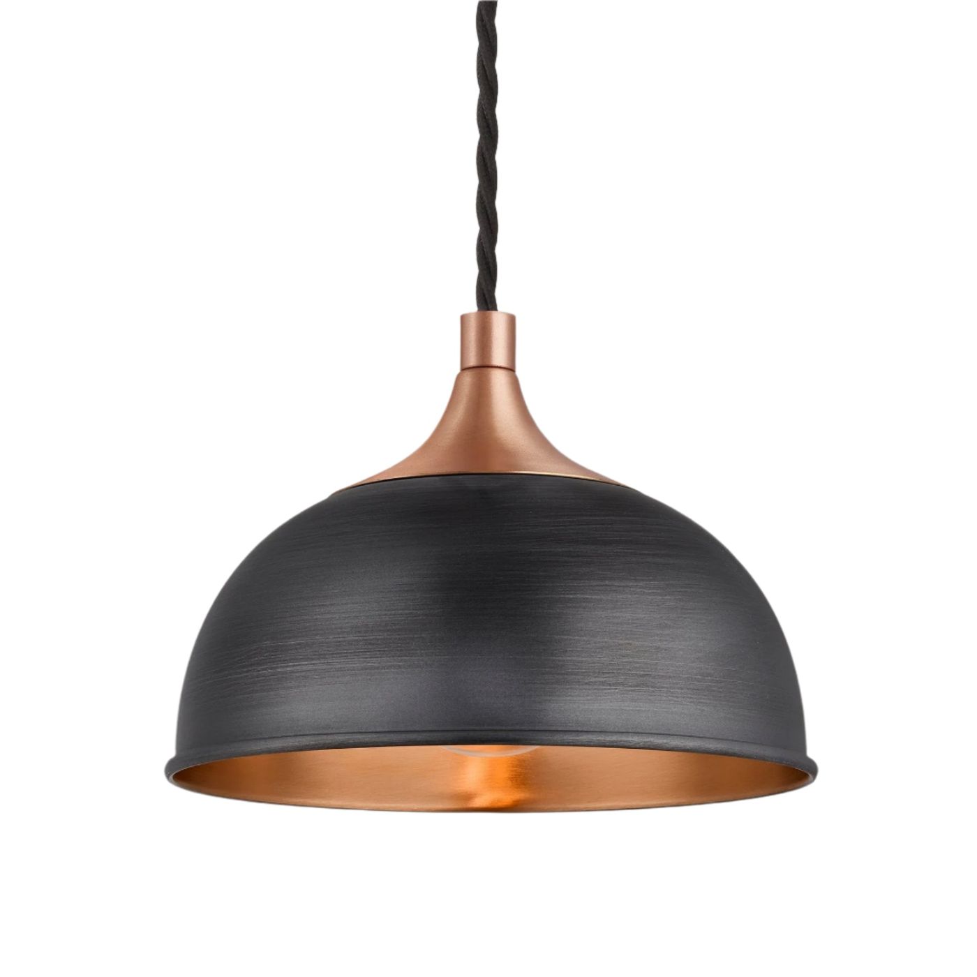 Pewter and Copper with Copper Holder Chelsea Dome Pendant - 8 Inch - CH-DP8-CP-CH