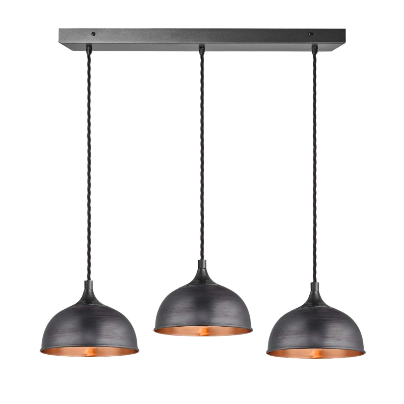 Pewter & Copper with Pewter Holder Chelsea Dome 3 Wire Cluster Lights - 8 inch CH-D8-3WCL-CP-PH