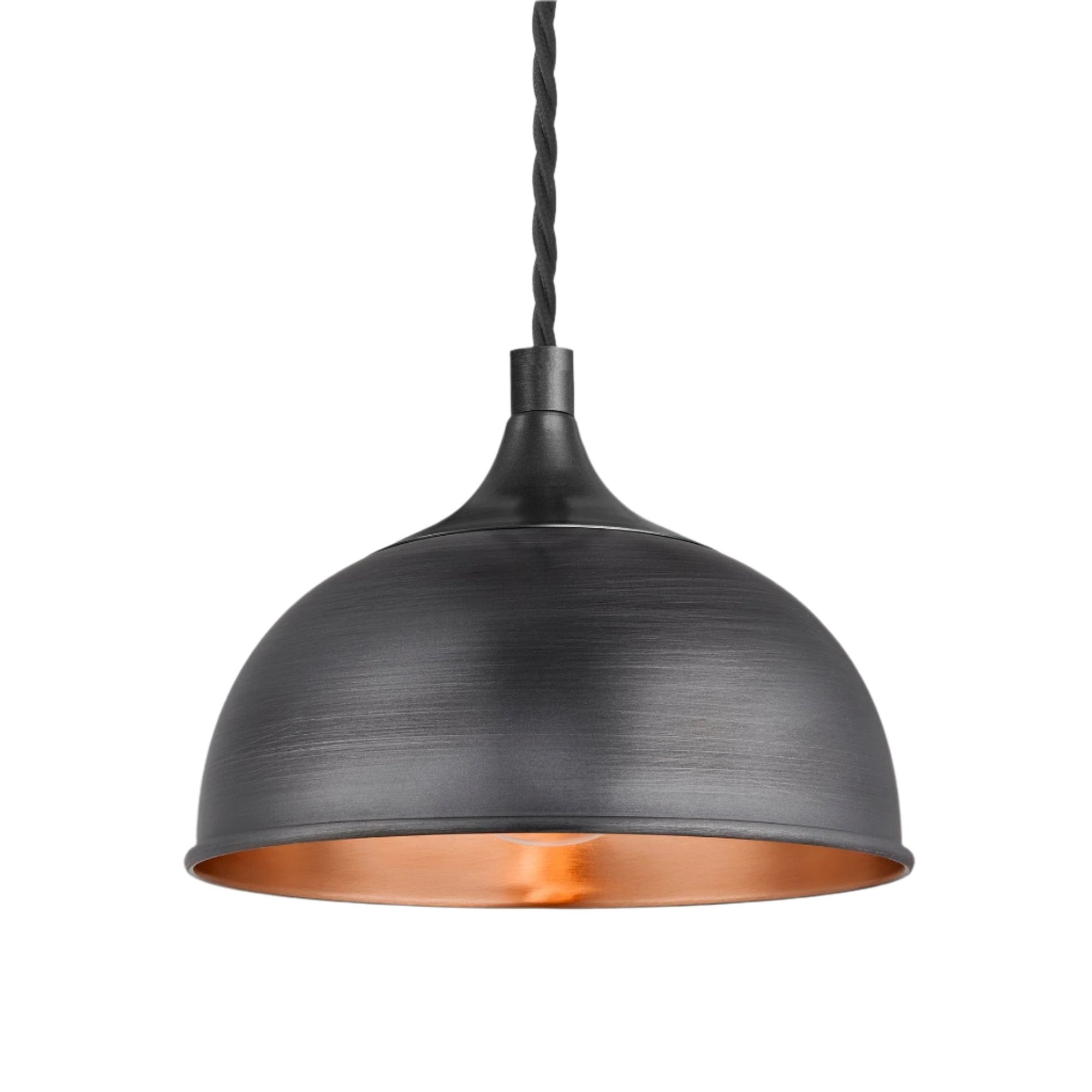 Pewter and Copper with Pewter Holder Chelsea Dome Pendant - 8 Inch - CH-DP8-CP-PH