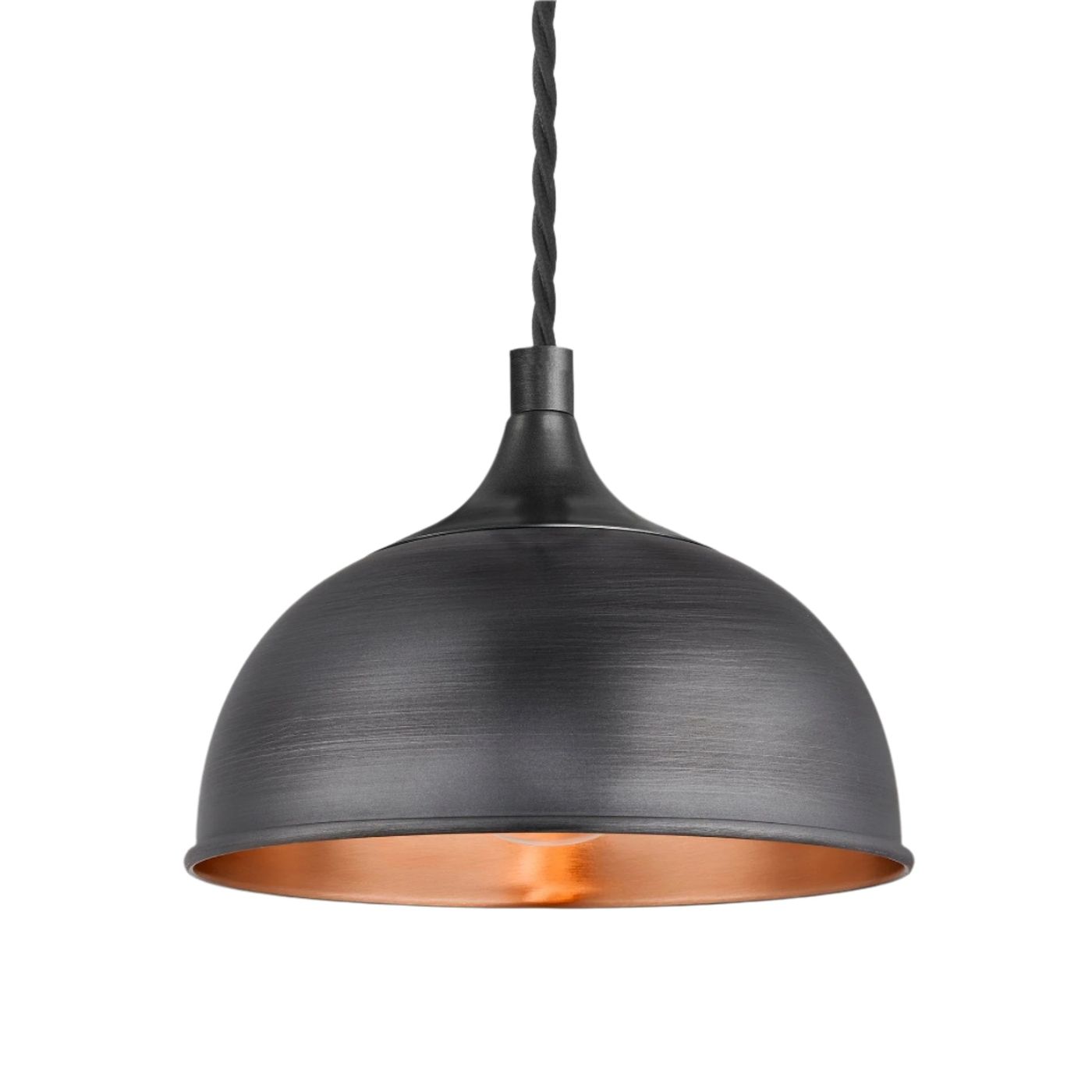Pewter and Copper with Pewter Holder Chelsea Dome Pendant - 8 Inch - CH-DP8-CP-PH