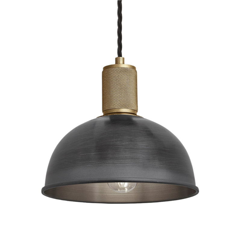 Knurled Dome Pendant Light - 8 Inch - Modern & Contemporary Ceiling Lights - Industville Lighting UK